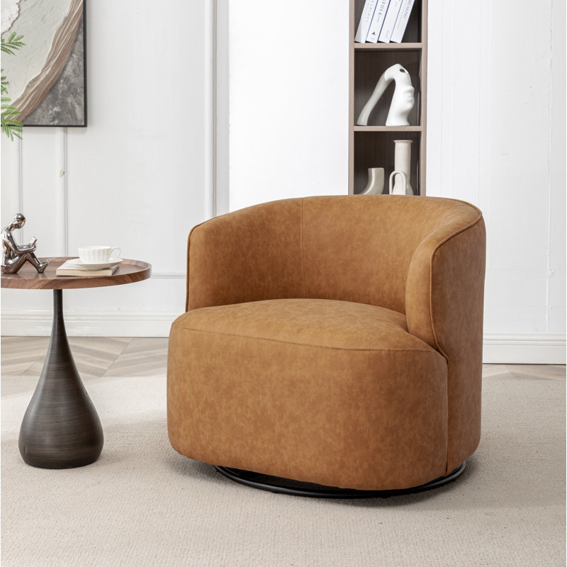 Fauteuil demi-tonneau pivotant Jalena, Polyester brun