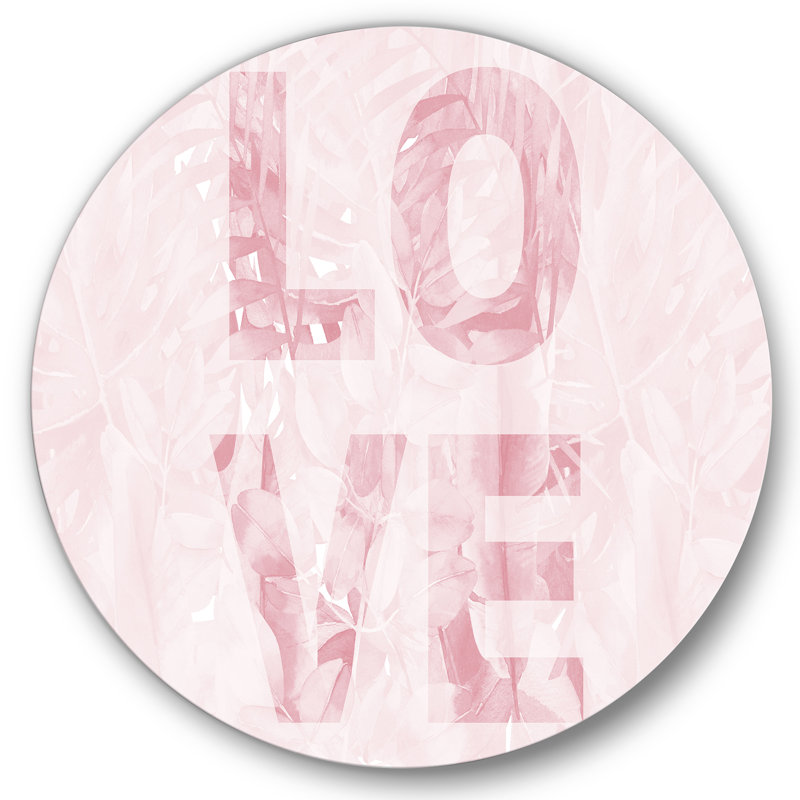 «Pink Pastel, Love - Shabby Elegance», art mural en métal, H 11 po x l 11 po x p 1 po