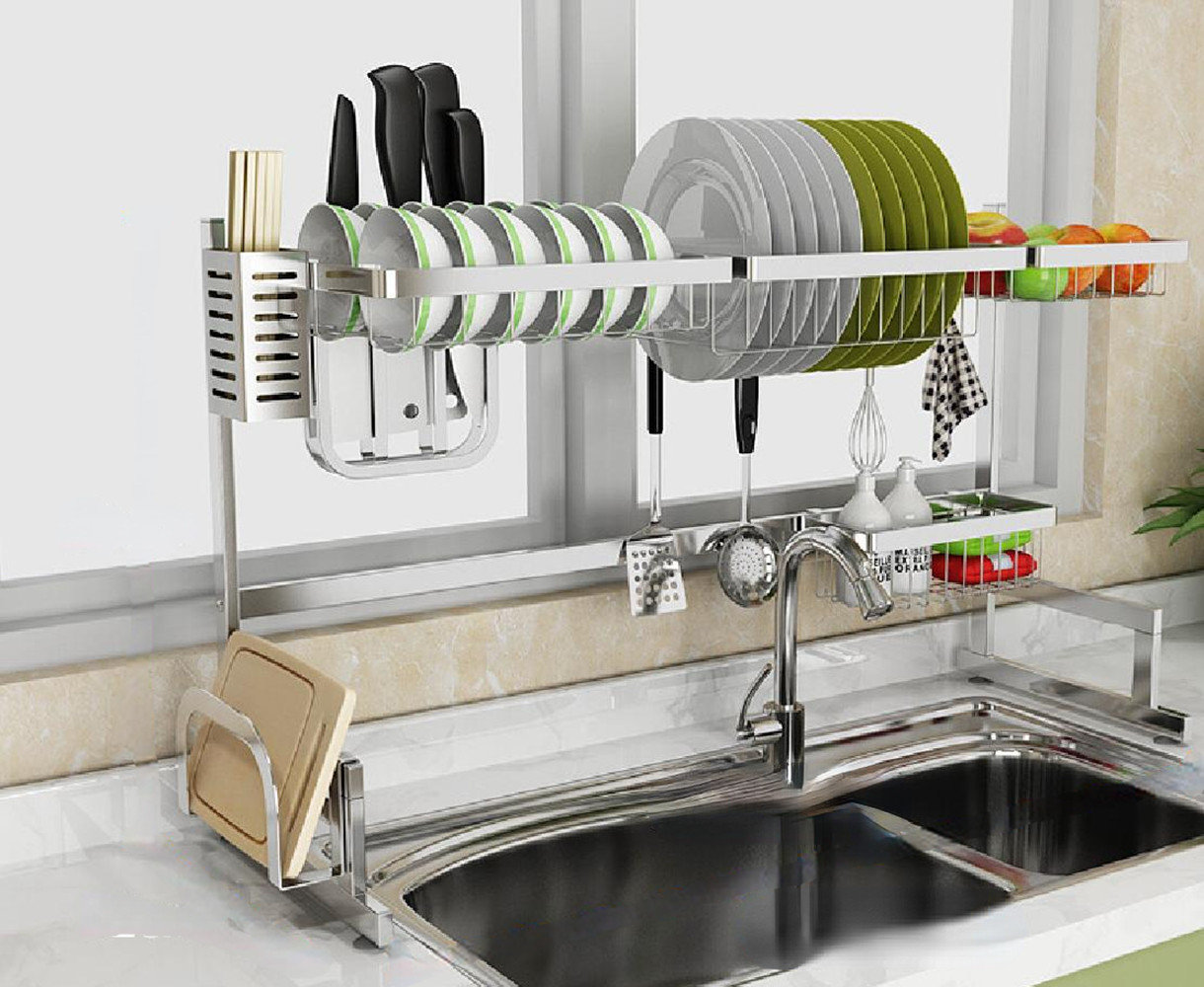 Kitchen Details Over the Sink Drying Rack with Utensil Holder 