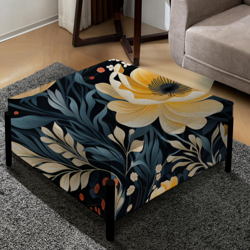 Yellow Natures Floral Garden Oasis - Grand repose-pieds carré floral