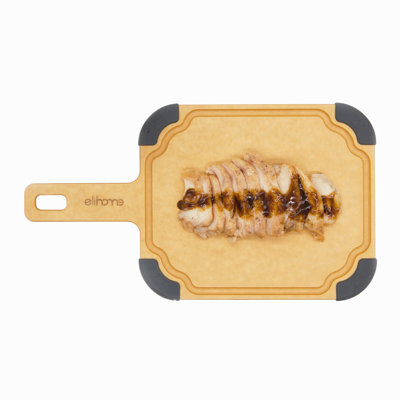 Elihome Paddle Series Cutting Board & Serving Board With Handle, Juice Groove, Dishwasher Safe, Non-Slip Feet, Reversible, Wood Fibre Composite, Eco-Friendly, Non-Porous,BPA Free,
