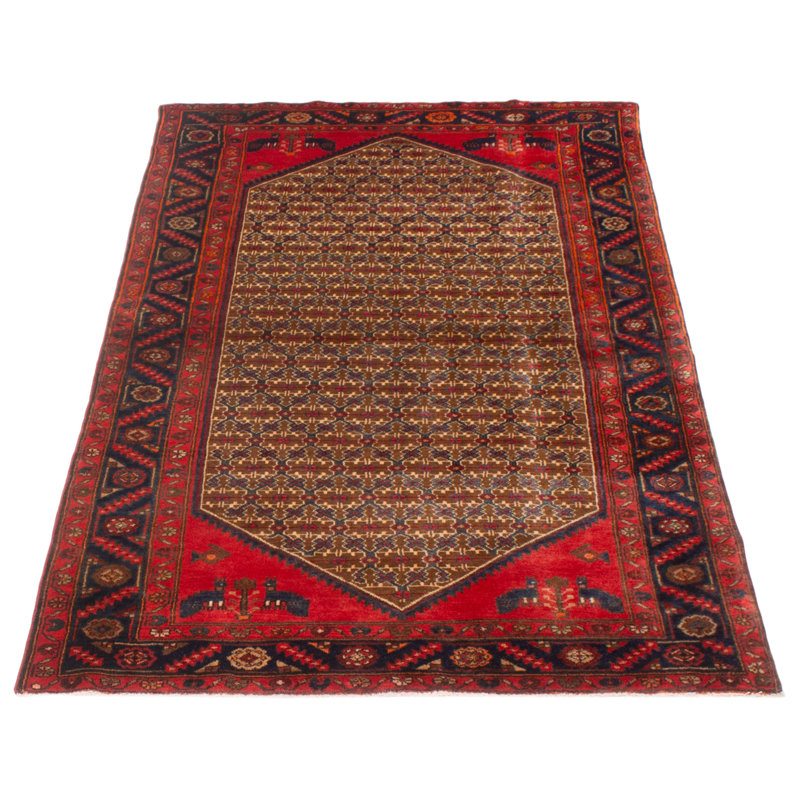 Tapis rouge et brun Mountfort 4 pi 2 po x 7 pi 1 po