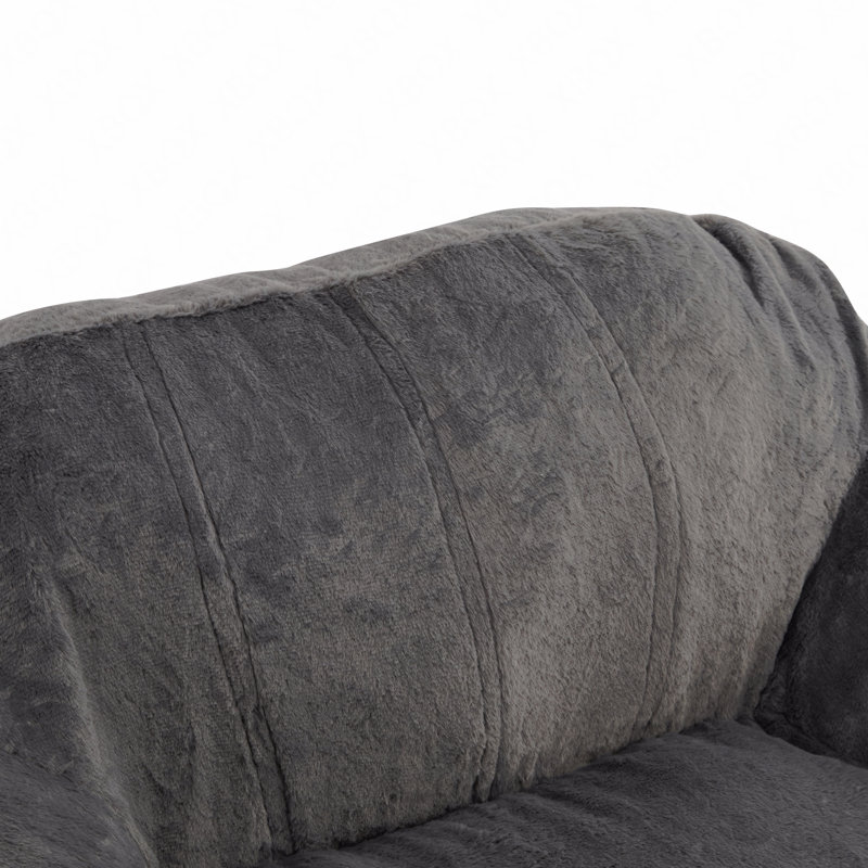 Fauteuil à billes d'intérieur, fausse fourrure grise