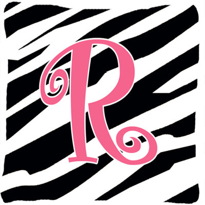 Monogramme initiale Zebra Stripe jet intérieur/extérieur oreiller