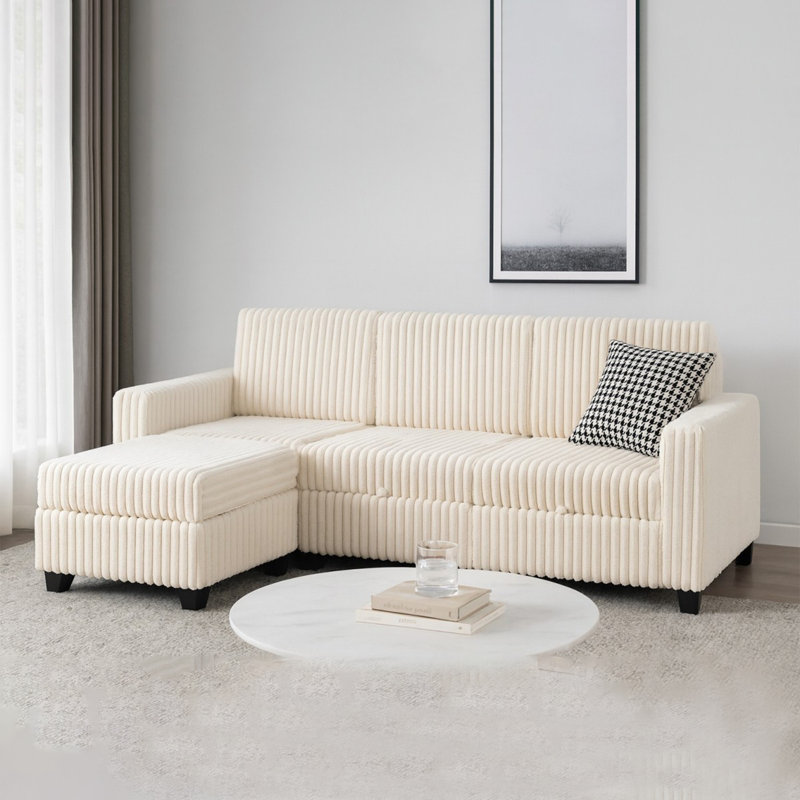 Canapé modulaire Lotus avec rangement, beige