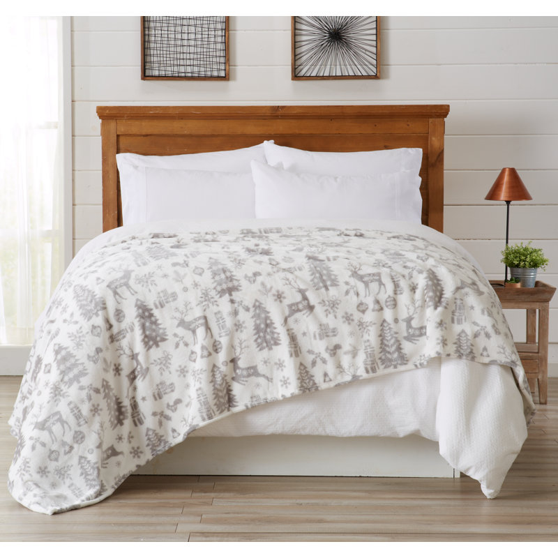 Couverture en molleton ultra douce pour les fêtes, Double / Grand, Gris