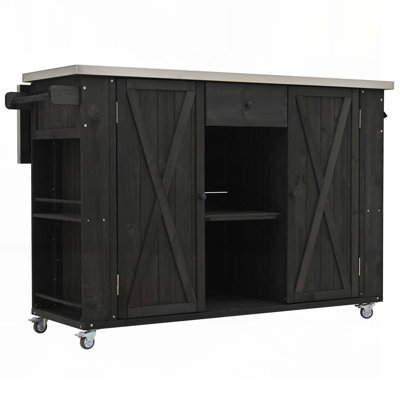 Outdoor Kitchen Island Table with Towel and Spice Racks and a Bottle Opener for Outdoor by Latitude Run