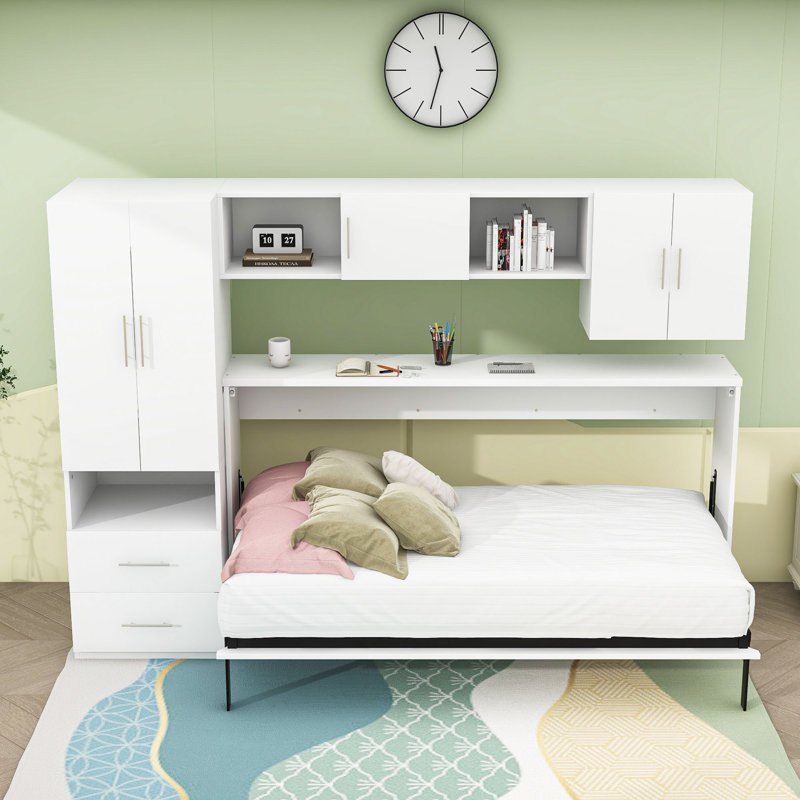 Twin-Size Murphy Bed with Built-in Desk and Storage