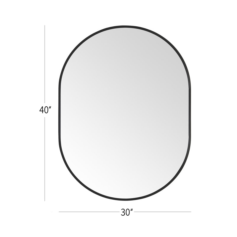 Miroir mural ovale en métal, 40 po x 30 po