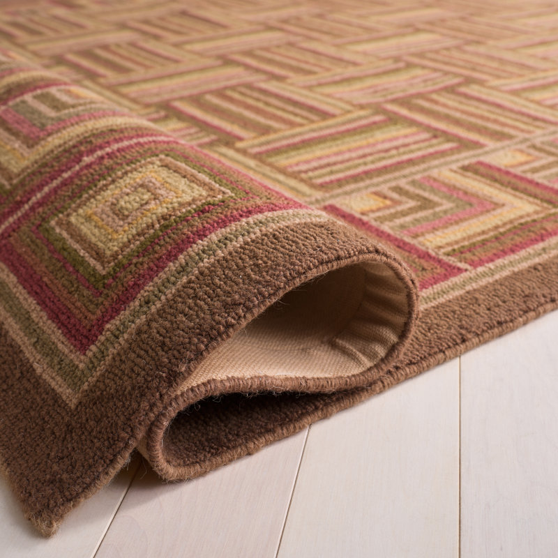 Tapis brun en laine crocheté à la main Avalon, Rectangle 3 pi 9 po x 5 pi 9 po
