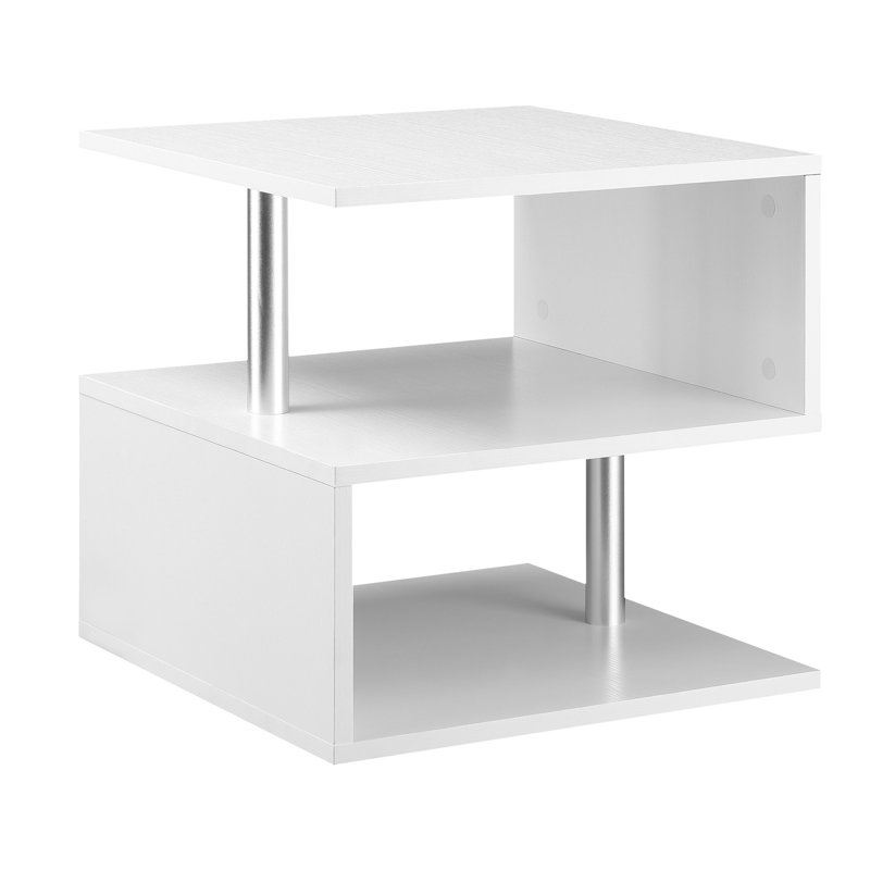 Table de bout moderne de 20 po Homcom (y compris la table basse, sans les chaises), Blanc