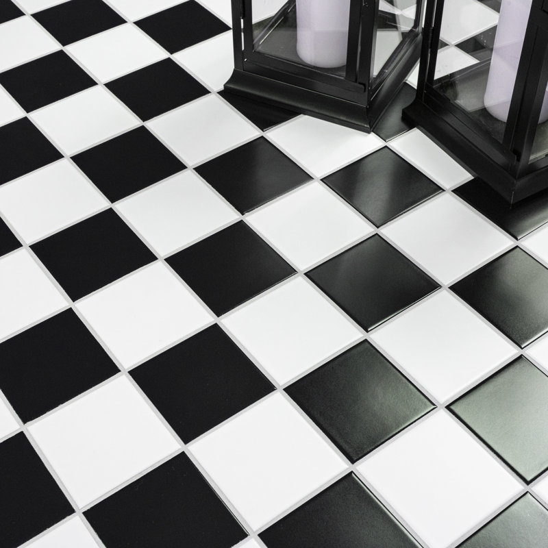 Tux Checkered 8 in. x 16 in. Matte Porcelain Mosaic Floor and Wall Tile