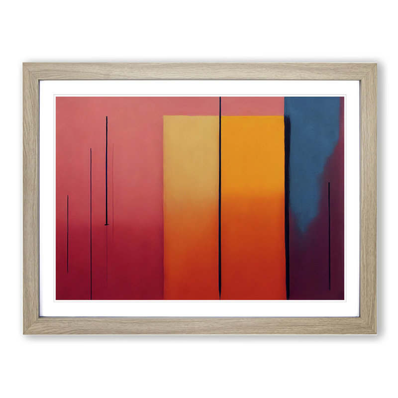 Modern Art Abstract Painting - Framed Print, 46cm H x 64cm W, Oak Framed