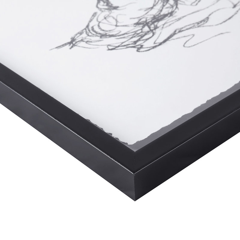 2 art mural encadré - Croquis de femmes, papier ponté noir et blanc avec figurines d'artiste en verre