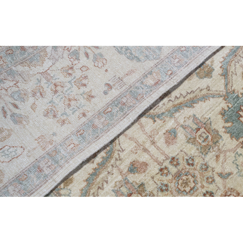 Aryana Hand-Knotted High-Quality Ivory/Teal/Brown Area Rug