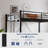 Black Queen Metal Loft Bed With LED Lights,Charging Station,Safety Guardrail And Ladder