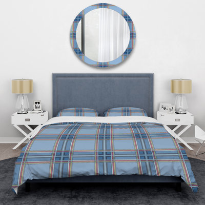 Ensemble de housse de couette en microfibre bleu clair / bleu marine 3 pièces