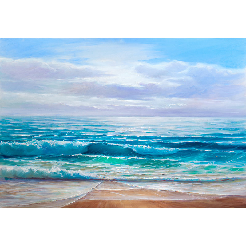Art sur toile, "Serenity by the Sea - Coastal Waves", H 24 po x l 36 po