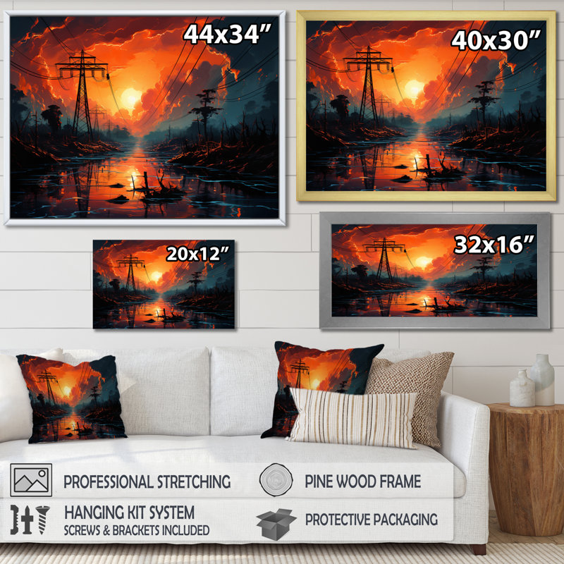 «Power Lines Ethereal Connections II», reproduction sur toile, Toile tendue, H 12 po x l 20 po x P 1 po