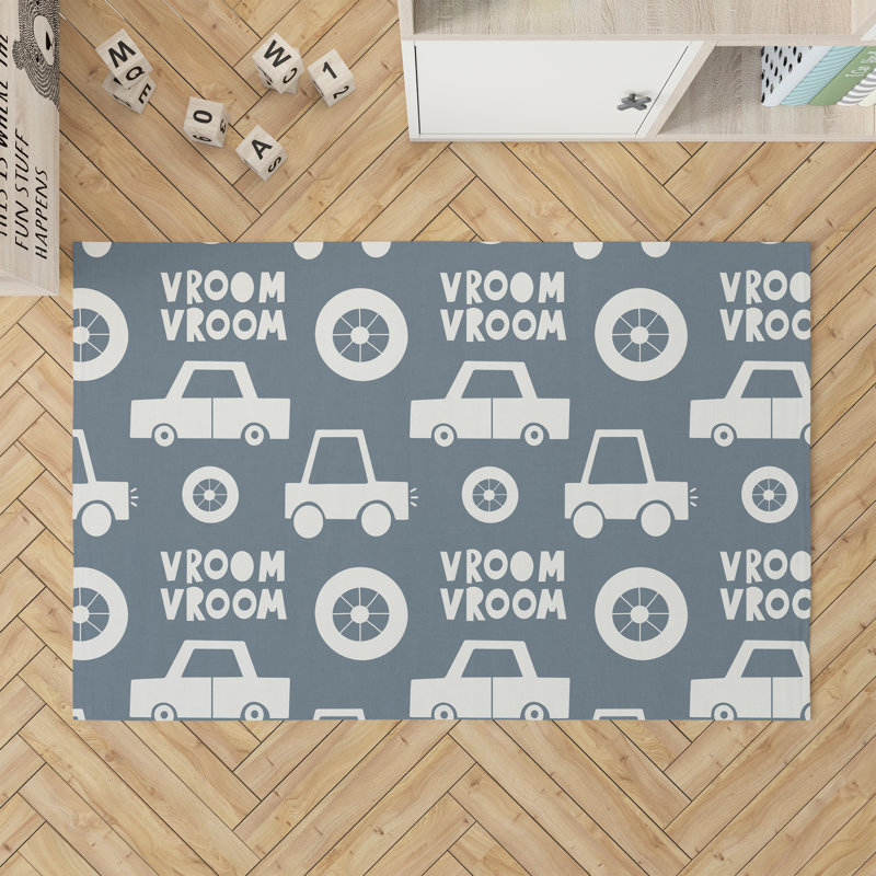 Vroom vroom Colorized Kids Play Mat, Blue, Rectangle 36" x 60"
