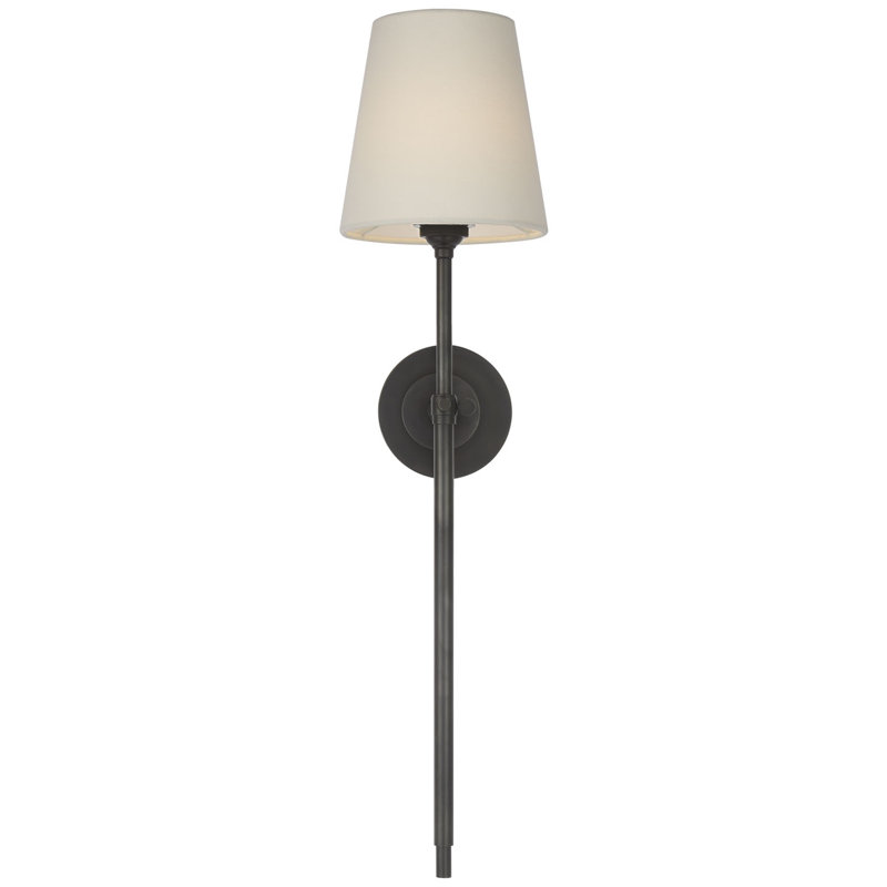 Thomas O'Brien Bryant 27" Cordless Tail Sconce with Linen Shade, Bronze