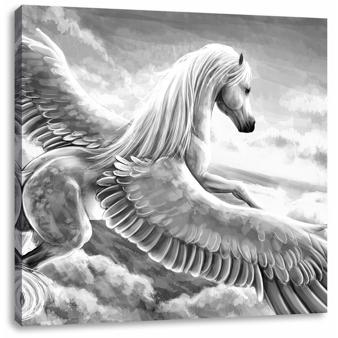 Leinwandbild Pegasus über den Wolken fliegen