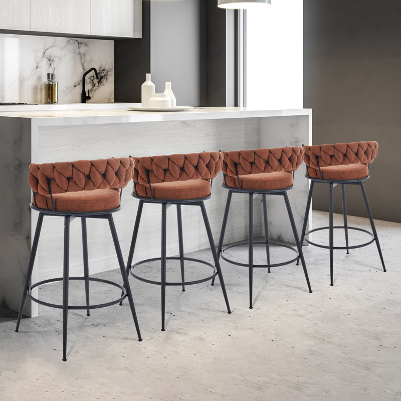 Annemarie Upholstered Counter Stool with Metal Frame, Brown