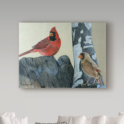 'Two Cardinals' Graphic Art Print on Wrapped Canvas