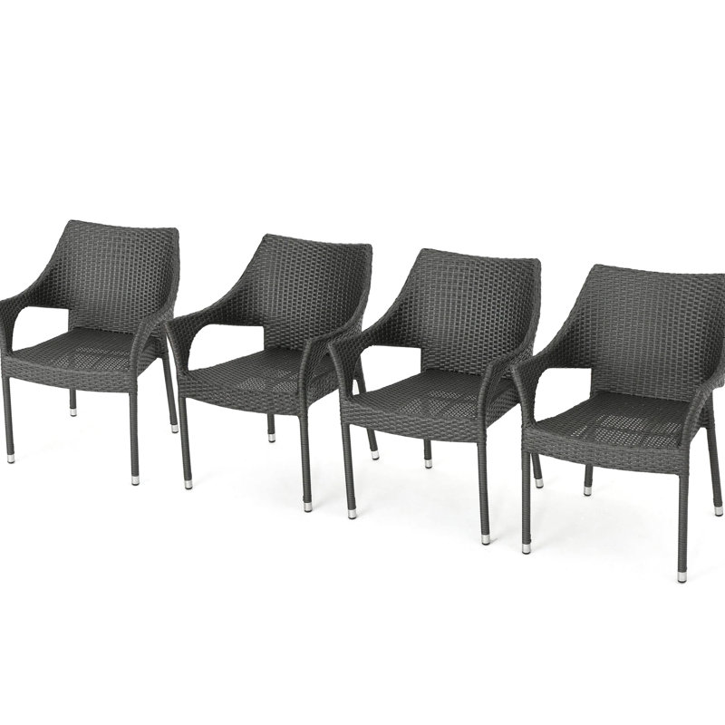 Gris Pe 4 - Chaise pour les repas en plein air et la détente de style moderne, en fer, empilable, facile à nettoyer, avec fauteuil empilable Mirage Garden