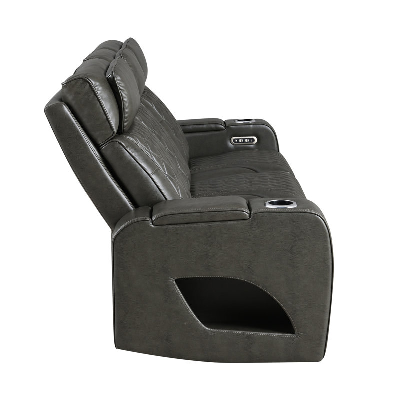 Canapé en cuir synthétique gris foncé Taddeo