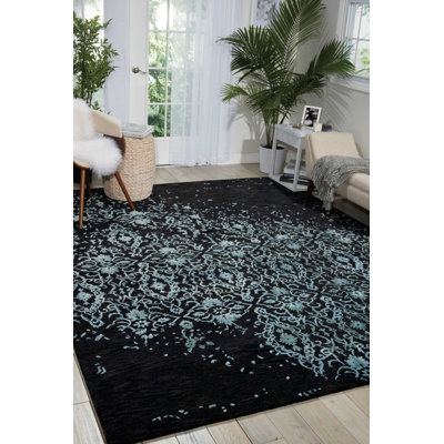 Tapis abstrait bleu / noir Lennear