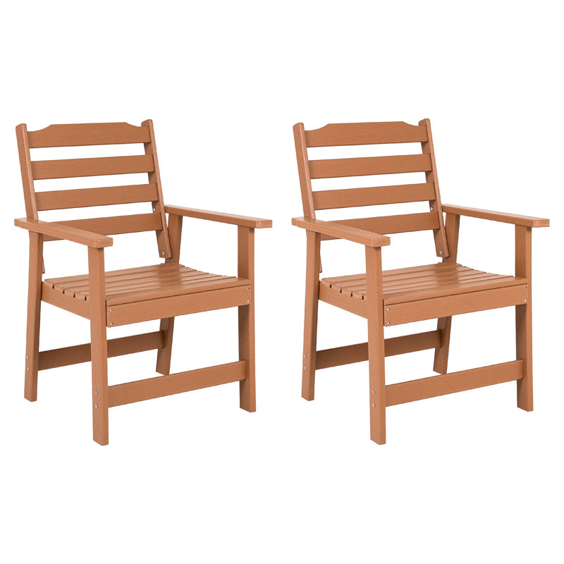 Chaises de salle à manger avec accoudoirs de patio en PEHD 2 pièces, Brun