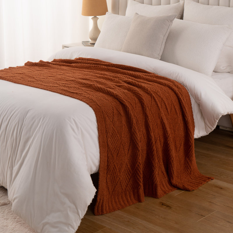 Couverture douce en peluche texturée, 50 po x 60 po, Caramel