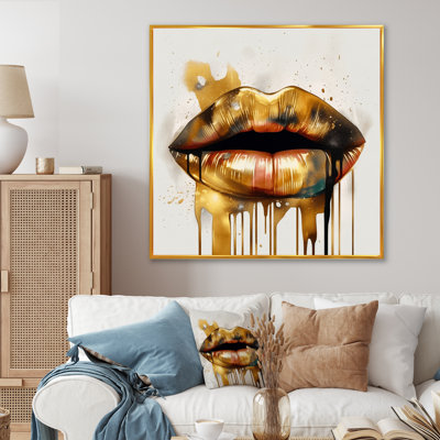 «Gold Lips Of Luxury I», art mural sur toile tendance