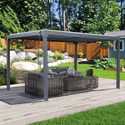 13 pi. L 10 pi. Pergola en aluminium à toit réglable