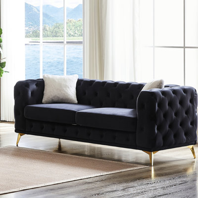 Velours de 82,5 pouces avec velours doux, support de 750 lb, 3 sièges, idéal pour les chambres à coucher, pieds en métal, mousse haute densité,