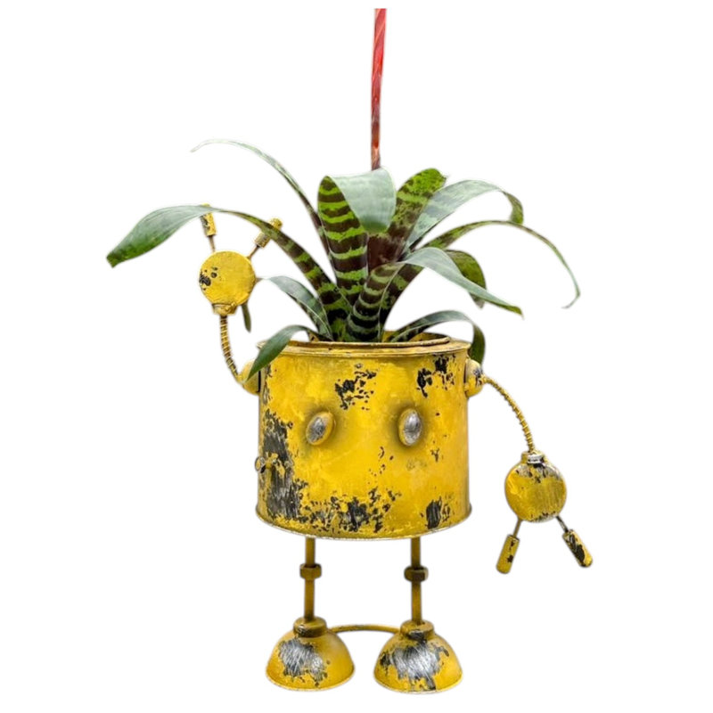 Jardinière robot jaune vintage