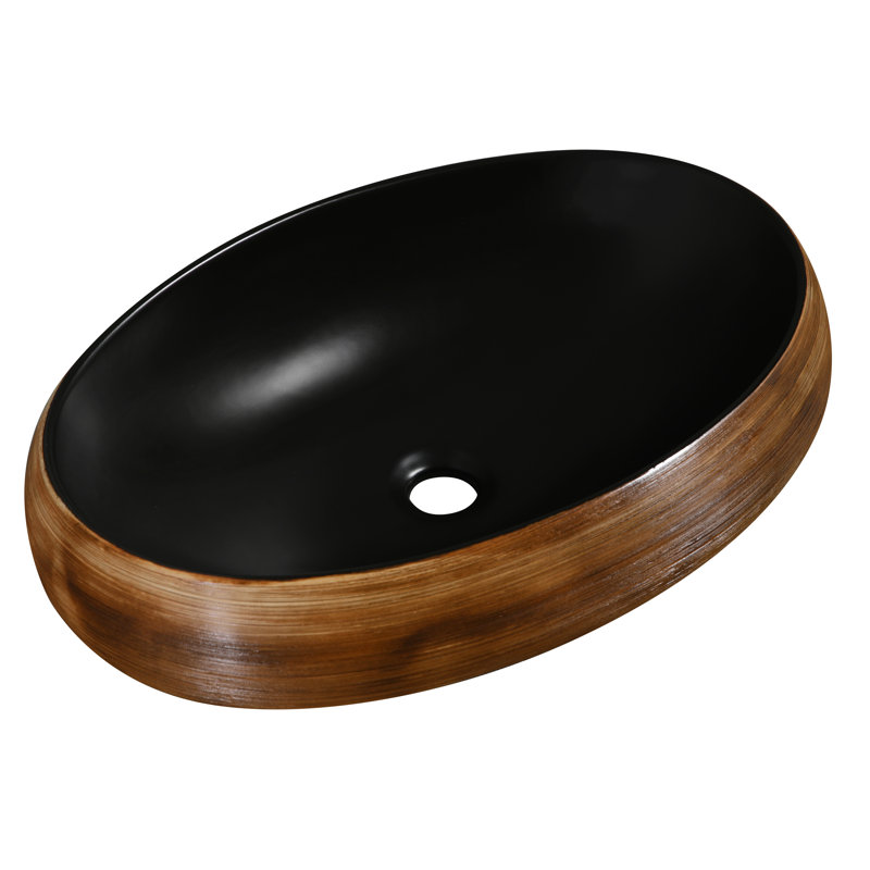 Lavabo de salle de bain vasque ovale en porcelaine vitreuse Iris