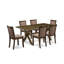 Ensemble de salle à manger 9 pièces comprenant une table de salle à manger rectangulaire avec pieds en X et 8 chaises rembourrées en tissu kaki foncé-124086185-124086184-124086186