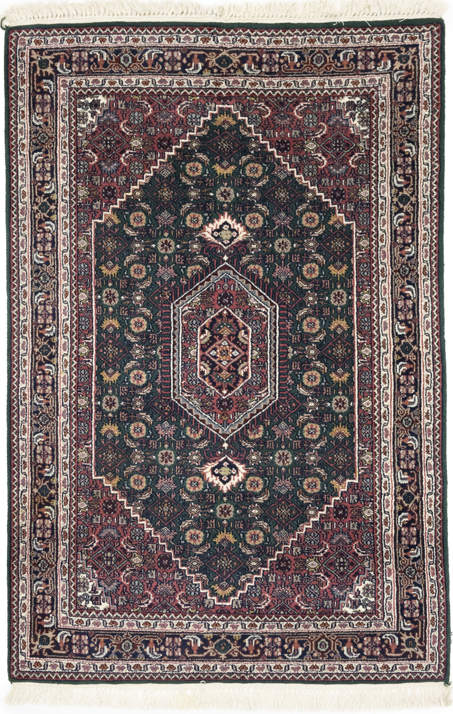 Bungalow Rose Green Tribal 4X6 Indo-Bidjar Oriental Area Rug | Wayfair
