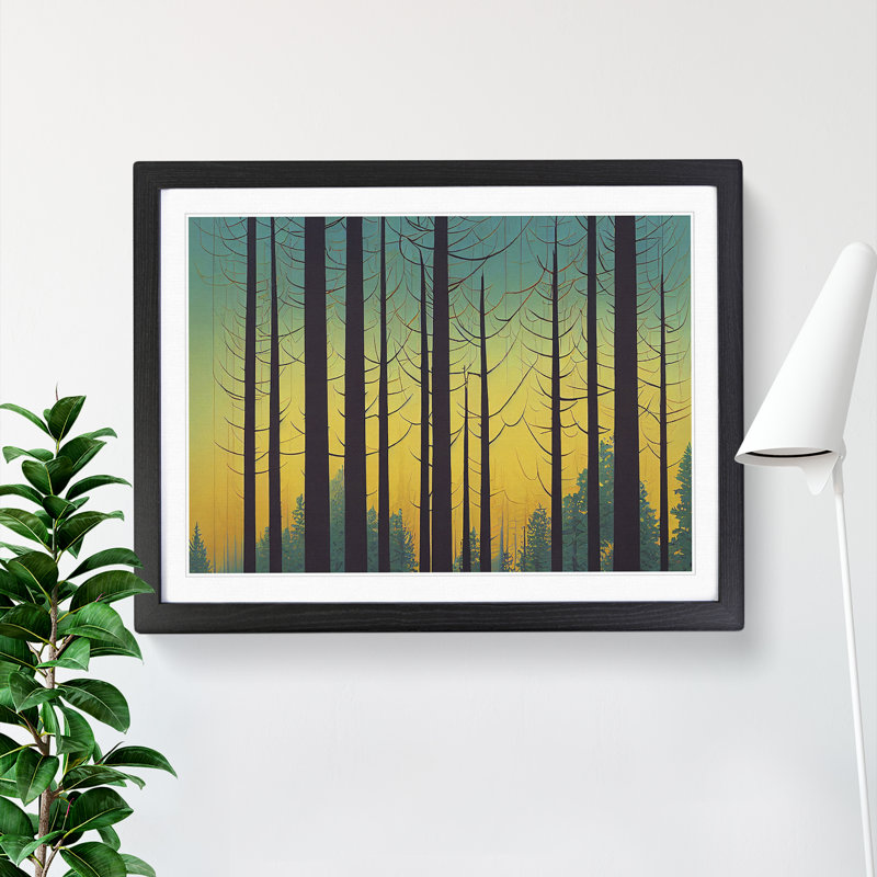 Spring Forest Art Deco Vol.3 - Framed Print, Black Framed, 46cm H x 64cm W x 2cm D