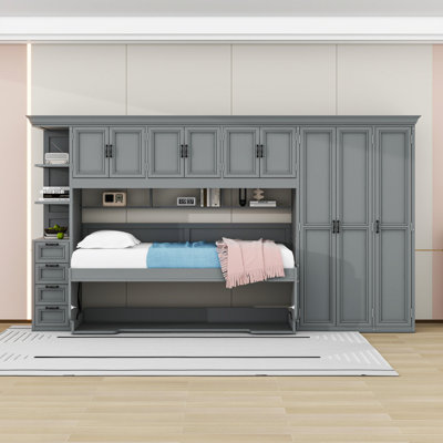 Lit escamotable mural avec garde-robe, armoire et bureau Murphy