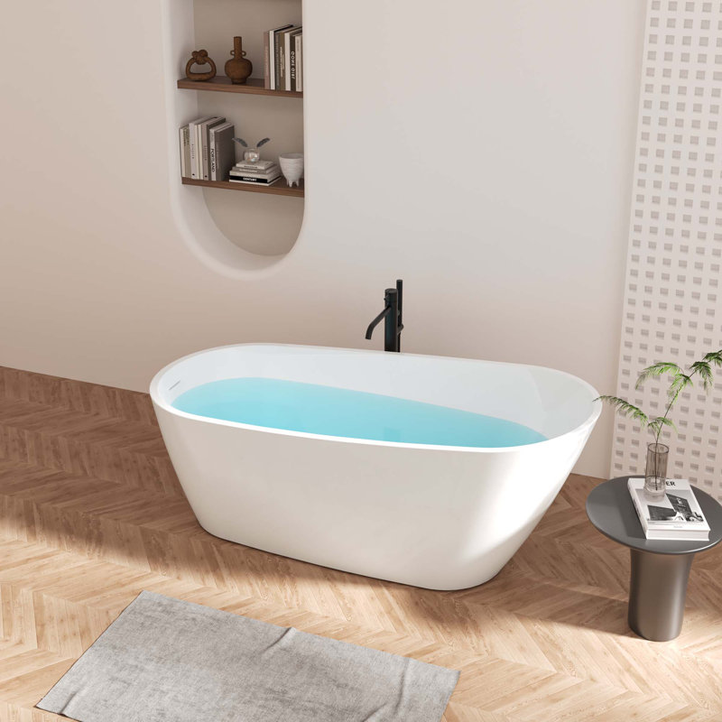 Baignoire de trempage autoportante en acrylique avec trop-plein et bonde Toe-Tap, certifiée Cupc C