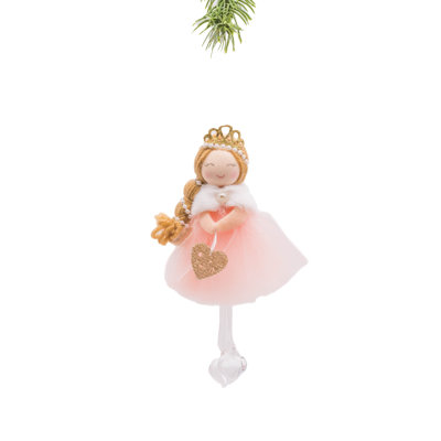 Princesse rose en tissu rose avec pampilles
