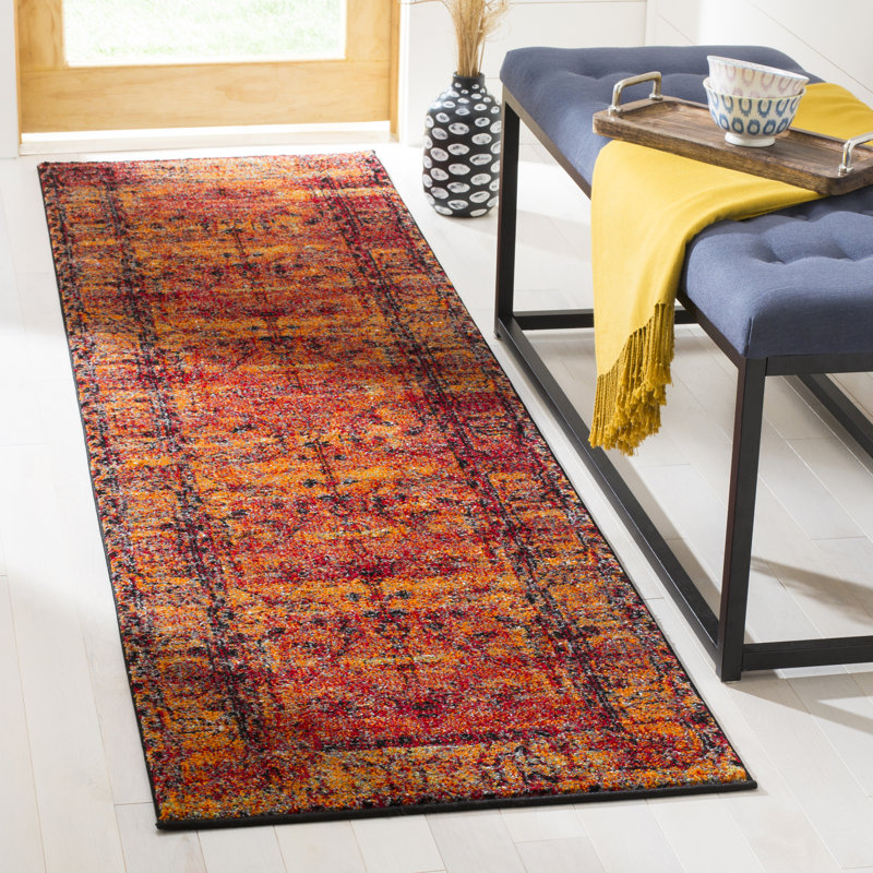 Scheinuk Oriental Orange Area Rug, Runner 2'3" x 10'