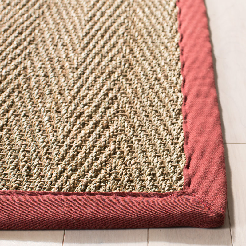 Auckland Bamboo Slat/Seagrass Brown/Tan/Red Area Rug, Rectangle 3' x 5'