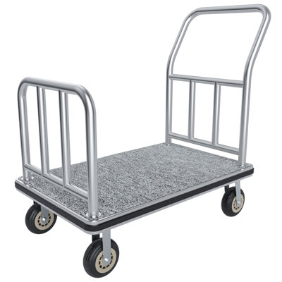 Hotel Luggage Cart with 6-Inch Wheels, 900 lb. Capacity, Polished Stainless Steel