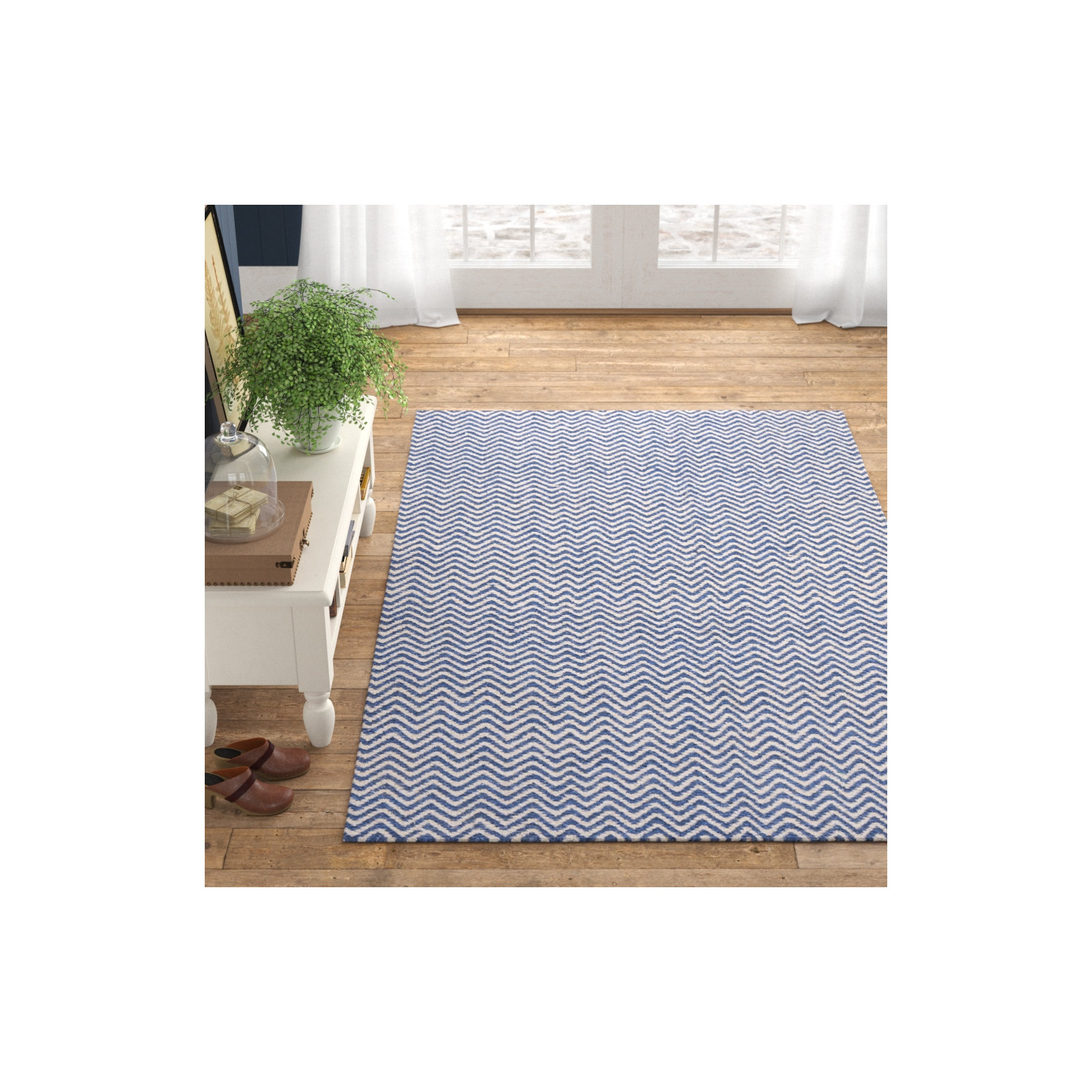 Rita Handmade Wool Rug, Rectangle 5' x 8'