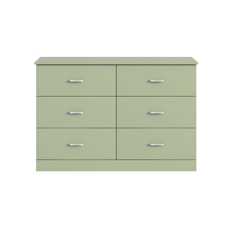 Commode double à 6 tiroirs Allyannah, Vert sauge