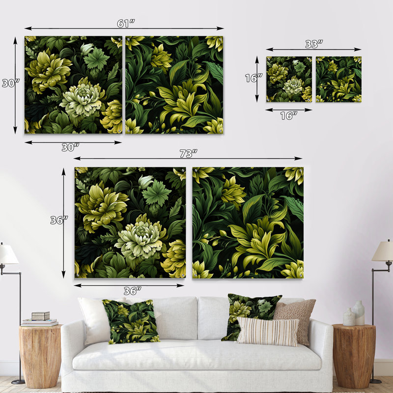 Ianthe - Ensemble de 2 peintures murales en acrylique tropical bord de mer, H 16 po x l 33 po